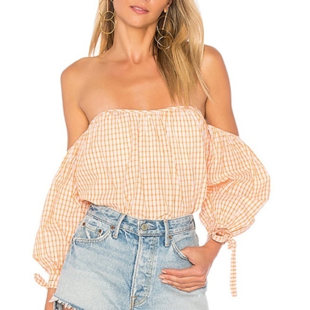 Tularosa X Revolve Orai Top in Orange Plaid Size Extra Small
